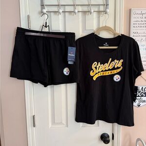 Women’s Fanatics Black and Yellow Steelers T-Shirt and Shorts Set